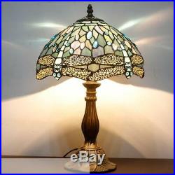 Blue Stained Glass Dragonfly Table Lamp Tiffany Style Shade Antique 60W Desk New