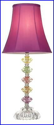 Bohemian Accent Table Lamps Set of 2 Stacked Colored Glass Pink for Kids Room