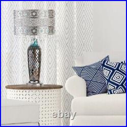 Bohemian Table Lamp Boho Living Room Glam Blue Silver Crystal Mosaic Style 24