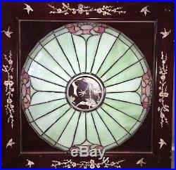 Bradley & Hubbard Art Nouveau 24 Panel Slag/Stained Glass Tiffany Style Lamp
