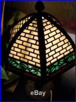 Bradley and Hubbard Bronze Table Lamp Art Nouveau Deco Signed Murano Glass Shade