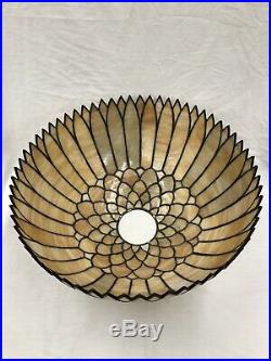 C1920s Bradley & Hubbard Sunflower Slag Leaded Glass Shade Electric Table Lamp
