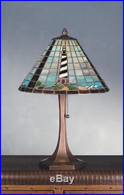 CAPE HATTERAS TIFFANY STYLE Stained Glass Table Lamp 21H NAUTICAL LIGHT HOUSE