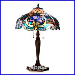 CHLOE Lighting Two Bulb Tiffany Style Glass Table Lamp, Multicolor