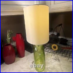 CRATE AND BARREL OPTIC SEA Glass TABLE lamp Green ART DECO, BEACH BUNGALOW