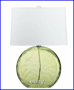 CRATE AND BARREL OPTIC SEA Glass TABLE lamp Green ART DECO, BEACH BUNGALOW