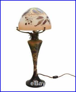 Charming Emile Galle Art Glass Cameo Table Lamp, Fourth Quarter of 19th Century