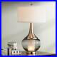 Chic Table Lamp with Nightlight Fluted Smoked Glass for Living Room Bedroom