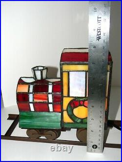 Christmas Train Tiffany Style Stained Glass Accent Table Lamp Night Light 39L