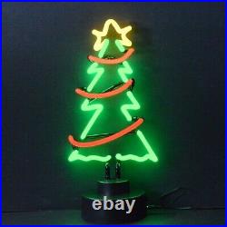 Christmas Tree Neon sculpture sign Table Shelf lamp light hand blown glass Xmas