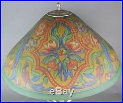 Circa 1915 Pairpoint Seville Reverse Painted Table Lamp Birds of Paradise