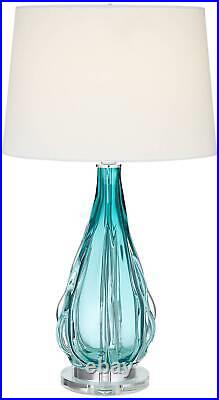Claudette Modern Table Lamp 27 Tall Turquoise Glass for Bedroom Living Room