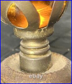 Clear Cut Glass Table Lamp Vintage Style Beautiful Amber Glass Ball Finial Works