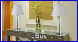 Clear Glass Fillable Table Lamp Set 2 Multi Directional Light White drum shades