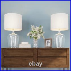 Cloche Style Glass Table Lamps Set Of 2 Modern Farmhouse Lighting Clear Ivory