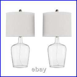 Cloche Style Glass Table Lamps Set Of 2 Modern Farmhouse Lighting Clear Ivory