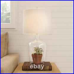 Cloche Style Glass Table Lamps Set Of 2 Modern Farmhouse Lighting Clear Ivory