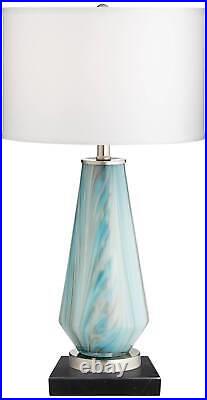 Coastal Table Lamp 26 High with Square Black Marble Riser Blue Gray for Bedroom