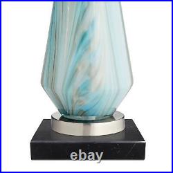 Coastal Table Lamp 26 High with Square Black Marble Riser Blue Gray for Bedroom