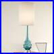 Coastal Table Lamp Clear Teal Blue Glass Swirl Tall for Living Room Bedroom