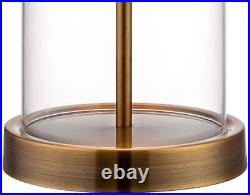 Coastal Table Lamp Glass Cylinder Gold Fillable White for Living Room