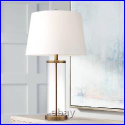 Coastal Table Lamp Glass Cylinder Gold Fillable White for Living Room