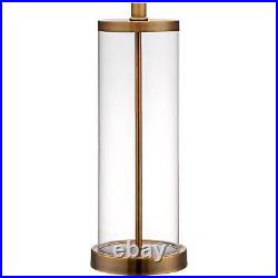 Coastal Table Lamp Glass Cylinder Gold Fillable White for Living Room