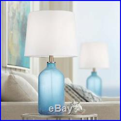 Coastal Table Lamp Set of 2 Blue Frosted Glass for Living Room Bedroom