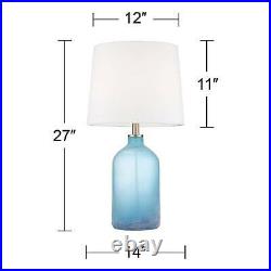 Coastal Table Lamp Set of 2 Blue Frosted Glass for Living Room Bedroom