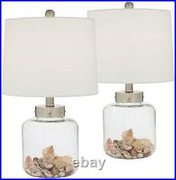 Coastal Table Lamp Set of 2 Clear Glass Shells White for Living Room Bedroom