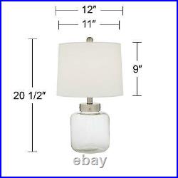 Coastal Table Lamp Set of 2 Clear Glass Shells White for Living Room Bedroom