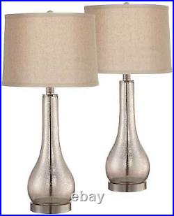 Coastal Table Lamps Set of 2 Mercury Glass Gourd for Living Room Bedroom