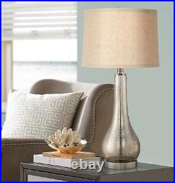 Coastal Table Lamps Set of 2 Mercury Glass Gourd for Living Room Bedroom
