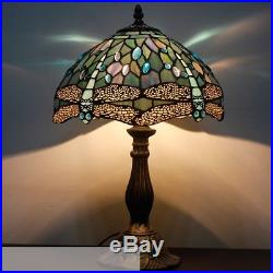Colored Dragonfly Cut Glass Lampshade Light 18 Tall Bronze Base Tiffany Style