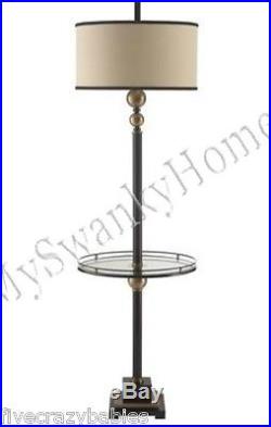 Contemporary Black White End Table FLOOR LAMP PAIR Set NEIMAN MARCUS Modern