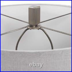 Contemporary Ribbed Gray Art Glass Table Lamp Tall Slim Elegant