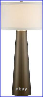 Contemporary Tall Table Lamp with USB Port Gold Glass Off-White for Living Room