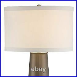 Contemporary Tall Table Lamp with USB Port Gold Glass Off-White for Living Room