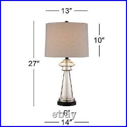 Cottage Table Lamps Set of 2 Champagne Glass Taupe for Living Room Bedroom