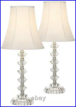 Cottage Table Lamps Set of 2 Clear Stacked Glass for Living Room Bedroom