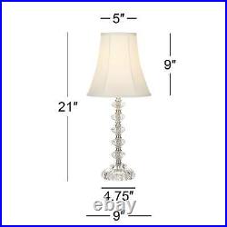 Cottage Table Lamps Set of 2 Clear Stacked Glass for Living Room Bedroom