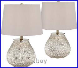 Country Cottage Accent Lamps 19 1/2 Set of 2 Mercury Glass Teardrop for Bedroom
