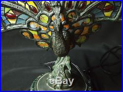 Custom Glass Peacock Lamp, Tiffany Style, Extremely Beautiful