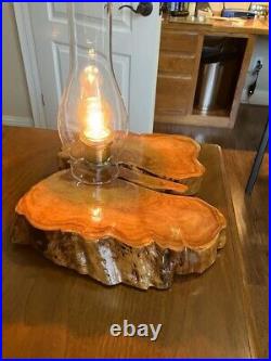 Custom Made Cedar Slab Table Lamp