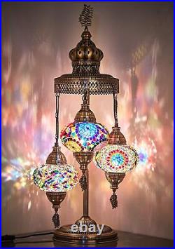 DEMMEX Turkish Moroccan Mosaic Table Lamp with 3 Big Globes 31'