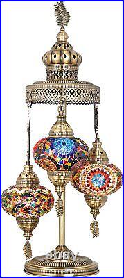 DEMMEX Turkish Moroccan Mosaic Table Lamp with 3 Big Globes 31'