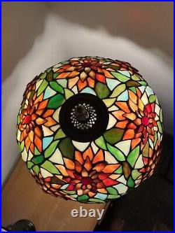 Dale Tiffany Authentic 25 Stained Glass Table Lamp 2000 Y2K Flowers SHIPS FREE