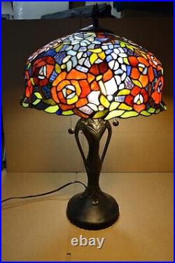 Dale Tiffany Authentic 26 Stained Glass Table Lamp with Flowers
