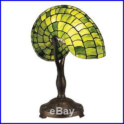 Dale Tiffany Green Nautilus Table Lamp, Antique Bronze TT13116