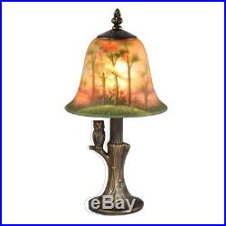 Dale Tiffany Hand Painted With Owl Accent Lamp, Antique Brass TA15149